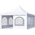 Produktbild: TOOLPORT Pagodenzelt Pavillon 4x4 m schnell & einfach zu montieren mit Fenstern - robuste PVC-Plane 700 weiß