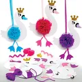 Produktbild: Baker Ross AX832 Pompom-Dekorationen mit Schwanenprinzessin, 3 Stück, kreatives Kunst- und Bastelzubehör für Kinder zum Basteln, Dekorieren und Präsentieren