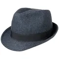 Produktbild: Lipodo Trilby Hut Herringbone Damen Herren Stoffhut Classic Ripsband Fischgratmuster Fedora Sommer Winter schwarz-blau M (57-58 cm)
