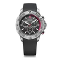 Produktbild: WENGER Herren Armbanduhr Seaforce Chronograph Ø 43 mm, Swiss Made, Analog Quarz, Wasserdicht bis 200 m, Silikon-Armband, Schwarz, 01.0643.122