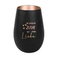Produktbild: Der-Porzellan-Laden Windlicht mit Gravur Die geheime Zutat ist Immer Liebe, Schwarz Bronze, Teelichthalter aus Glas mit Spruch, Tischdeko modern
