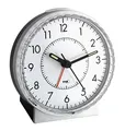 Produktbild: TFA Dostmann Wecker analog, 60.1010, leises Uhrwerk, extra lauter Weckalarm mit Glockenton, Hintergrundbeleuchtung, Silber/schwarz, (L) 107 x (B) 78 x (H) 110 mm
