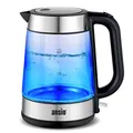Produktbild: ANSIO Wasserkocher Edelstahl,1,7 Liter, 2200 watts Wasserkocher mit Herausnehmbarer Kalkfilter, Abschaltautomatik, Schnellkochfunktion Wasserstandsanzeige beleuchtet BPA Frei (Klar Glas)