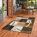 Produktbild: Pergamon Designer Teppich Modern Wohnzimmer Schlafzimmer Esszimmer Kurzflor Brilliant Beige Grün Trend