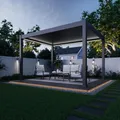 Produktbild: Pavillon Pergola 3x4m Terassenüberdachung freistehend mit Lamellendach elektr. verstellbar Gartenpavillon mit LED Hardtop wasserdicht stabil Winterfest Aluminium Weide Deluxe Fernbedienung Anthrazit