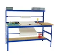 Produktbild: PROREGAL® Werkbank Packtisch Tiger Tragkraft 300kg 150x180x75cm Blau, Stabile Arbeitsbank Kommissionierungstisch Arbeitstisch für Lager