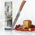Produktbild: Wakoli EDIB Pro Brotmesser Wellenschliff aus echtem Damaststahl (VG10 Kern) 20 cm Klinge – Scharf & ergonomisch – Damastmesser mit Pakkaholzgriff in Geschenkbox – Brotschneidemesser für krosse Krusten