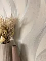 Produktbild: Newroom Vliestapete Faria Beige Tapete Streifentapete Wellen,Linien,Struktur, Beige Tapete Streifen Wellen - Wellenmuster Metallic Grau Modern 3D Optik Linien Struktur für Wohnzimmer Schlafzimmer Küche, Wellenmuster