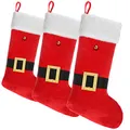 Produktbild: com-four® 3X Premium Nikolausstrumpf XL zum Befüllen - Weihnachtssocken zum Aufhängen - Nikolausstiefel Samt - Weihnachtsdekoration
