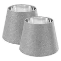 Produktbild: Navaris 2x Lampenschirm Tischlampe E27 rund - 16,2x15,3x22cm - Lampenschirme für Tischlampen Set - E 27 Leuchtenschirm - Grau Silber