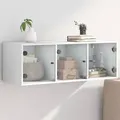 Produktbild: vidaXL Wandschrank mit Glastüren Weiß 102x37x35 cm