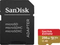 Produktbild: Sandisk Extreme® microSDXC™-UHS-I-Karte Speicherkarte (256 GB, Video Speed Class 30 (V30)/UHS Speed Class 3 (U3), 190 MB/s Lesegeschwindigkeit)