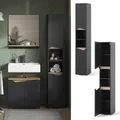 Produktbild: Hochschrank Marelle Anthrazit Eiche 30 x 180 cm mit Türen, offenen Fächern Vicco