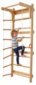 Produktbild: Relaxdays Sprossenwand, Kinder, Klimmzugstange, Kletterringe, Leiter, HxBxT: 215 x 80 x 57,5 cm, Kletterwand, natur