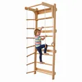 Produktbild: Sprossenwand Kletterwand Kinder-Kletterwand Turnleiter Klimmzugstange Holz