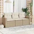 Produktbild: vidaXL 3-tlg. Garten-Sofagarnitur mit Kissen Beige Poly Rattan
