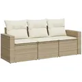 Produktbild: vidaXL 3-tlg. Garten-Sofagarnitur mit Kissen Beige Poly Rattan