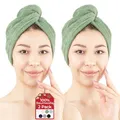 Produktbild: Hammetex 2er Set Badehandtuch 100% Baumwolle, Flauschig Saugstark und Schnelltrocknend, Handtuch mit Knopf für Haare, Damen, Salbei Grün
