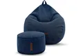 Produktbild: Green Bean Sitzsack Indoor Sitzsack XXL Home Linen +Hocker (2er Set Indoor Sitzsack 80x90x50cm + Sitzpouf 45x25cm mit EPS-Perlen Füllung -, Fußhocker Fußkissen Sitz-pouf Bodenkissen Liegekissen), Sitzkissen Lounge Chair Sitzhocker Relax-Sessel Bean Bag