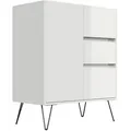 Produktbild: Mid.you Sideboard Posseik Industrial, Eiche, Weiß Hochglanz, Metall, 3 Schublade(n) Schubladen, 76x93.6x42 cm, stehend, Wohnzimmer, Kommoden & Sideboards, Sideboards