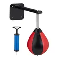 Produktbild: Relaxdays Punchingball, für Wandmontage, Kinder & Erwachsene, Training, Anti-Stress, Speedball mit Pumpe, schwarz/rot