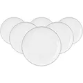 Produktbild: Seltmann Weiden Lido Black Line Brotteller 6er Set, ø 17 cm, Runde Beilagenteller mit schwarzem Rand, Porzellan, Weiß