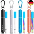 Produktbild: Kynup 4 Stück Strohhalme Edelstahl, 18/10 Edelstahl Teleskop Strohhalm,
