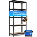 Produktbild: ALL Premium Schwerlastregal 150x75x30 cm Schwarz - 1250kg Traglast – Regal 30cm tief & schwerlastregal 30 cm tief, Regal 150cm hoch ideales Lagerregal für Keller & Garage