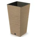 Produktbild: Annastore Pflanzsäule aus Kunststoff H 38 cm inkl. Innentopf - wetterfest und witterungsbeständig - Pflanzgefäß Kunststoff - Pflanzkübel für Außen - Quadratisch Ø 20 cm/H 38 cm, Farbe eco-Natur