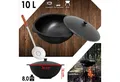 Produktbild: 4BIG.fun Grilltopf Gusseisen Kasan 10L Alu Deckel WOK Schaumkelle, Gusseisen (Gusseisener Kasan mit Deckel und Schaumkelle)