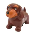 Produktbild: Spardose Hund, Hundespardose, Kindersparbüchse Dackel, Sparschwein Dackel, Sparfigur, Kinderspardose, Spartier, Spardackel, Dekodackel mit Sparfunktion aus Keramik in braun, L/B/H 9 x 18 x 13 cm.