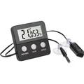 Produktbild: TFA Dostmann Terracheck Digitales Thermo-Hygrometer, 30.5044.01, Kabelfühler mit Saugnäpfen, ideal für Terrarien, schwarz L 64 x B 24 x H 64 mm