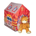 Produktbild: Relaxdays Feuerwehr Kinderzelt, großes Kinderspielzelt für Jungen, fürs Kinderzimmer, ab 3 Jahren, 103 x 71 x 94 cm, rot