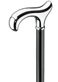 Produktbild: Gehstock Silber ADMIRAL, ergonomischer massiver Derbygriff glanzverchromt, Stock Buche seidenmatt schwarz lackiert, inklusive Gummipuffer