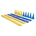Produktbild: Dönges Pferdegasse gefülltes Set + 10er XXL Pylonen-Set 50 cm blau und gelb (Arbeitsgassen Bodenarbeit Gassen Gymnastizierung Muskelaufbau Pferdegassen Positionsarbeit Richtläufer Schaumstoffbalken)