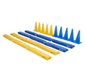 Produktbild: Dönges Outdoor-Spielzeug Pferdegasse gefülltes Set + 10er XXL Pylonen-Set 50 cm blau und gelb