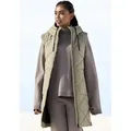 Produktbild: Steppweste ELBSAND, Damen, Gr. M/38, grün (khaki), Obermaterial: 100% Polyester. Futter: 100% Polyester. Füllung: 100% Polyester, unifarben, comfort fit knielang, Westen Steppweste, mit Kapuze