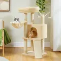 Produktbild: Purpurra Kratzbaum Mehrstöckiger Katzenturm für Wohnungskatzen, 105cm Höhe, beige - Beige
