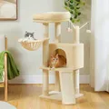 Produktbild: Purpurra Kratzbaum Mehrstöckiger Katzenturm für Wohnungskatzen, 105cm Höhe, beige