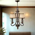 Produktbild: Kronleuchter ANABELL 9 Creme 3xE14 kürzbar Ø46cm Rustikal Design Lampe Esszimmer