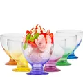 Produktbild: TREND FOR HOME Eisbecher Glas Dessertschalen Glas Bunt | 475 ml | Set von 6 | Dessertgläser auf Fuß Glasschüssel Servierschalen Set Dessertbecher | Spülmaschinenfest | Kollektion Selina Rainbow Blast