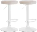 Produktbild: CLP 2er Set Barhocker Ponte Samt I Drehbarer Thekenhocker I Höhenverstellbarer Hocker I Küchenhocker mit Metallgestell, Farbe:Creme, Material Gestell:Metall matt Weiss