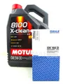 Produktbild: Motul 5W30 5W-30 8100 X-Clean+ + Ölfilter Mahle OX188D 109220 Ölwechsel 5Liter