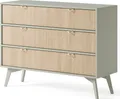 Produktbild: Masseno Kommode FORESTA 106 cm Sideboard mit 3 Schubladen für Wohnzimmer Schlafzimmer Modern 106x38x80 cm Hellgrün / Kieferfarben