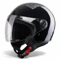 Produktbild: VINZ Como Jethelm mit Visier ECE 22.06 Zertifiziert | Roller Helm Mopedhelm Für Motoroller & Vespa | Herren & Damen | Motorradhelm in XS-XL | Erhältlich in 4 Farben - Schwarz