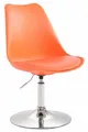 Produktbild: CLP Esszimmerstuhl Maverick Kunststoff I höhenverstellbarer Lehnstuhl I Drehstuhl mit Trompetenfuß I Sitzhöhe von ca. 43-48 cm, Farbe:orange, Gestell Farbe:Chrom