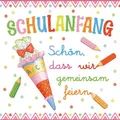 Produktbild: 20 Servietten Schulanfang gemeinsam rosa Zuckertüte Schrift Kinder Deko 33x33cm