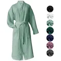Produktbild: heimtexland Bademantel Reisebademantel Saunamantel Waffelpique Bademantel, Midilänge, Baumwolle, 2 Taschen I Bindegürtel, Gürtel, leicht I atmungsaktiv I kleines Packmaß I 100% Baumwolle grün XXL
