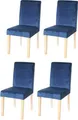 Produktbild: 4er-Set Esszimmerstuhl Stuhl Küchenstuhl Littau, Samt - petrol-blau, helle Beine