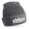 Produktbild: Herzbotschaft Beanie Strickmütze mit Spruch | Ich Bin Bayern Fan Also Bin ich Cooler als du! | grau | weiche und warme Fußball Mütze für München Fan | Skyline | SoftTouch Einheitsgröße für Erwachsene